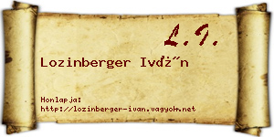 Lozinberger Iván névjegykártya